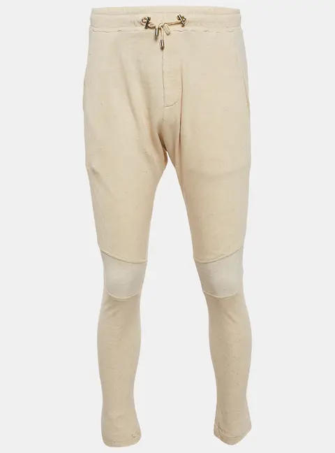 Balmain Cream Cotton Paneled Knit Jogger Pants M
