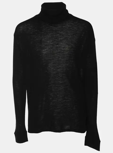 Balmain Black Wool Turtle Neck Knit Sweater M