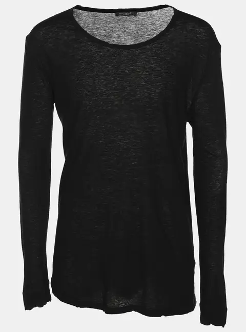 Balmain Black Cotton Knit Sweater M