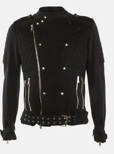 Balmain Black Cotton Quilted Biker Jacket XL