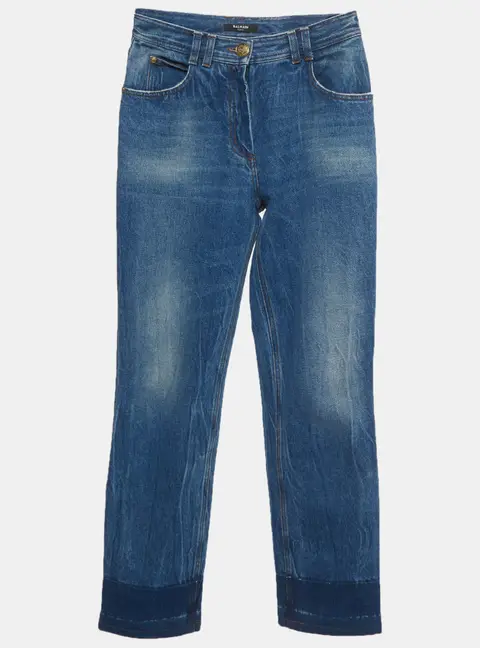 Balmain Blue Denim Straight Fit Jeans S/Waist 27"