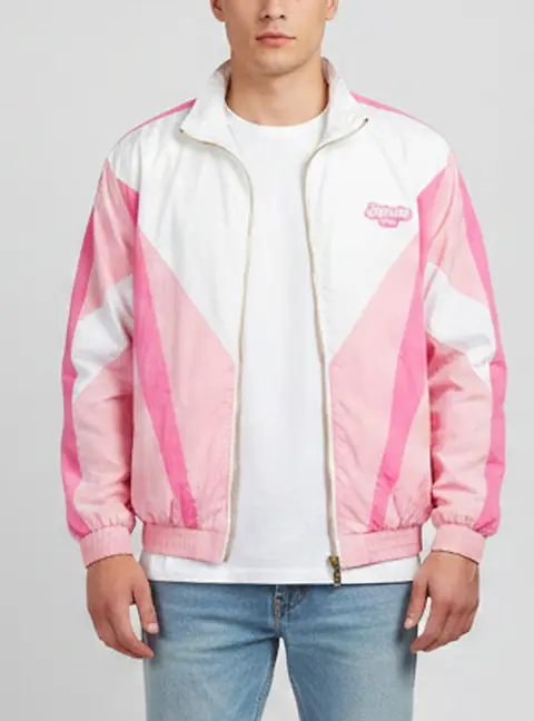 Balmain X Barbie Pink/White Nylon Oversized Track Jacket XXL