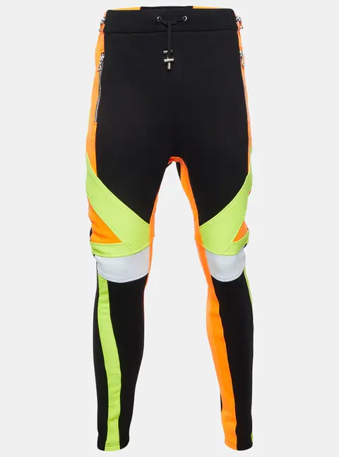 Balmain Black Color Block Jersey Sweatpants L