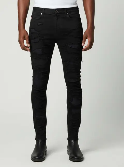 Balmain Black Distressed Denim Skinny Jeans M/Waist 34"