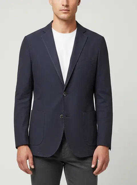 Balmain Navy Blue Stretch Cotton Slim Fit Jacket XXXL