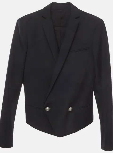 Balmain Navy Blue Wool Blend Double Breasted Blazer XS