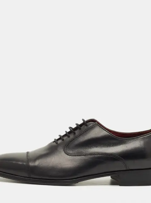 Balmain Size 42 Black Leather Lace Up Derby