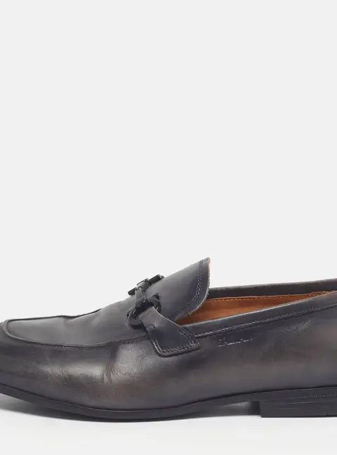 Balmain Size 40 Black Leather Loafers