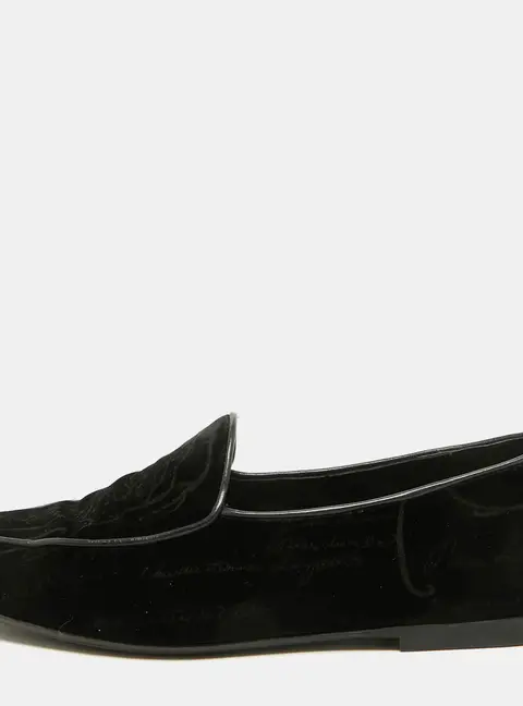 Berluti Size 41.5 Black Leather and Velvet Smoking Slippers
