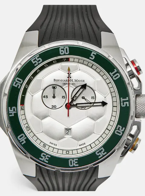 Bernhard H. Mayer Striker Victory B6109/CW Silver White Dial Stainless Steel Rubber Men's Wristwatch 50 mm