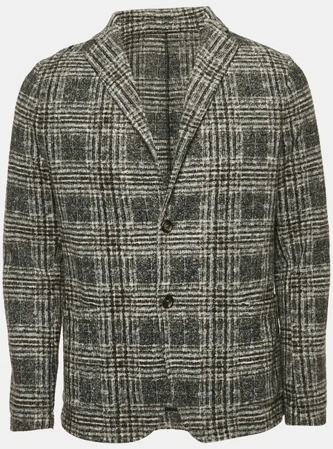 Boggi Milano Grey Checks Wool Blend Single Breasted Blazer L
