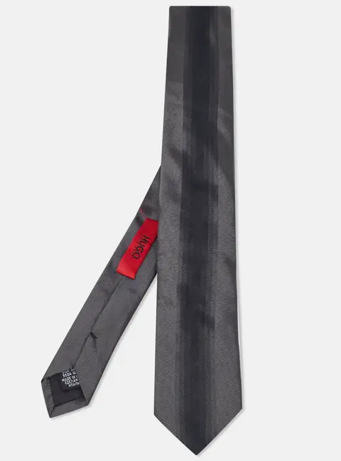Boss By Hugo Boss Grey Striped Silk Skinny Tie