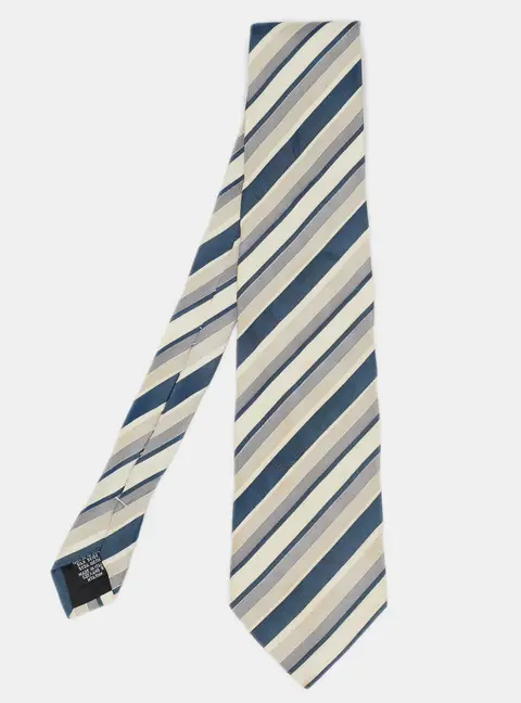 Boss By Hugo Boss Blue/Beige Diagonal Striped Silk Tie
