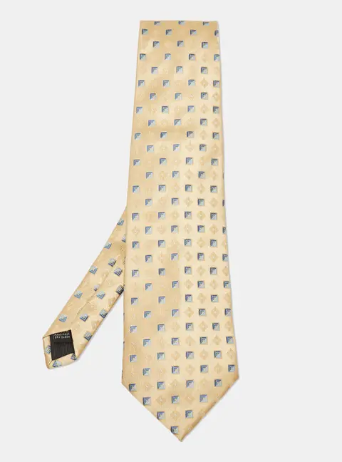 Boss By Hugo Boss Yellow Patterned Silk Traditional Tie