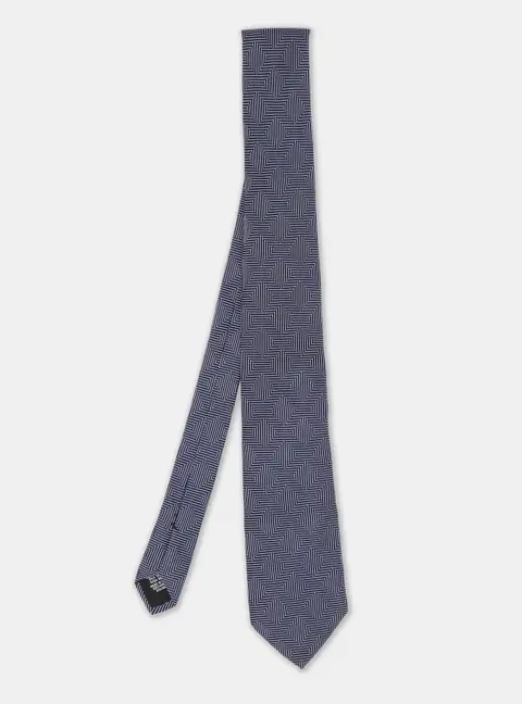 Boss By Hugo Boss Blue Patterned Jacquard Silk Tie