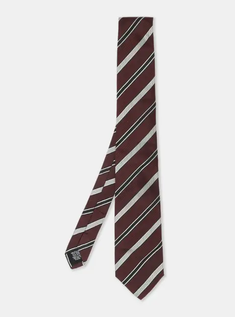 Boss By Hugo Boss Multicolor Diagonal Stripe Print Silk Tie