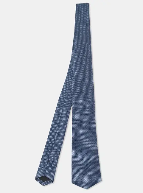 Boss By Hugo Boss Navy Blue Water Repellent Jacquard Silk Tie