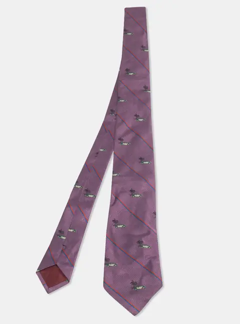 Boss By Hugo Boss Purple Vintage Care and Palm Tree Jacquard Silk Tie