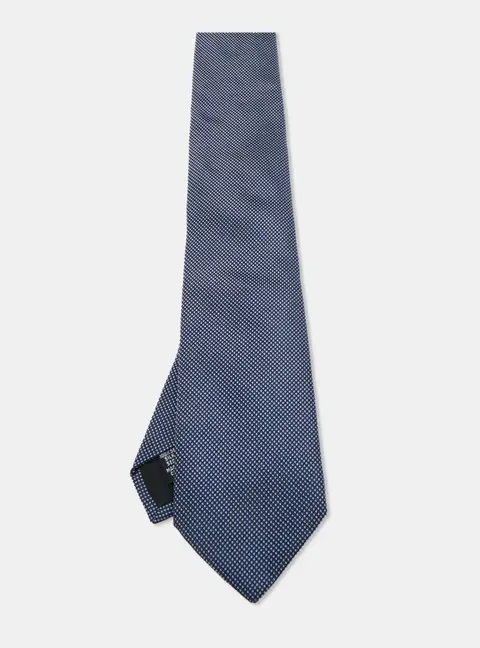 Boss By Hugo Boss Navy Blue Patterned Silk Tie