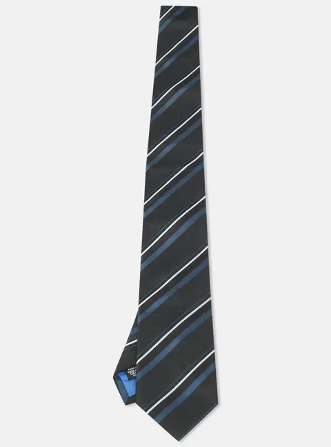 Boss By Hugo Boss Black Diagonal Striped Silk Tie