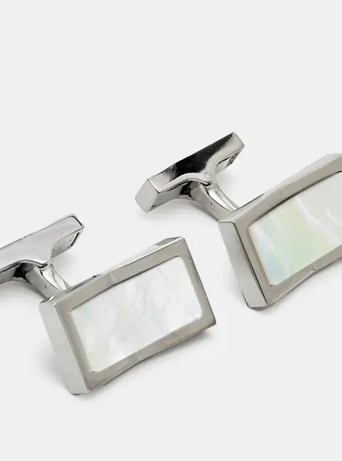 Boss By Hugo Boss Composite Silver Tone Cufflinks