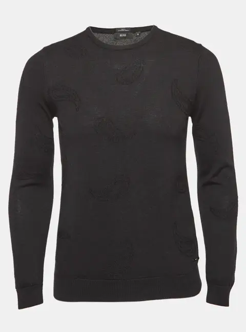 Boss by Hugo Boss Black Paisley Pattern Knit Slim Fit Sweater M