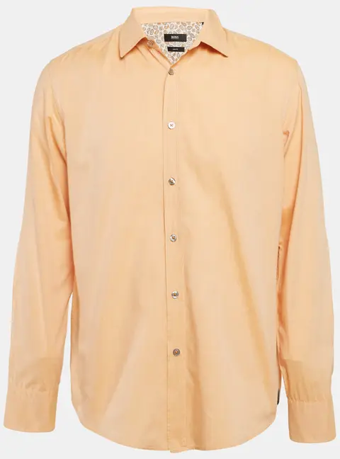 Boss By Hugo Boss Orange Cotton Button Front Shirt L