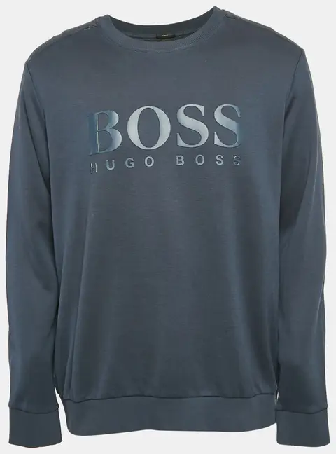 Boss by Hugo Boss Blue Logo Print Cotton Knit Sweatshirt XXL