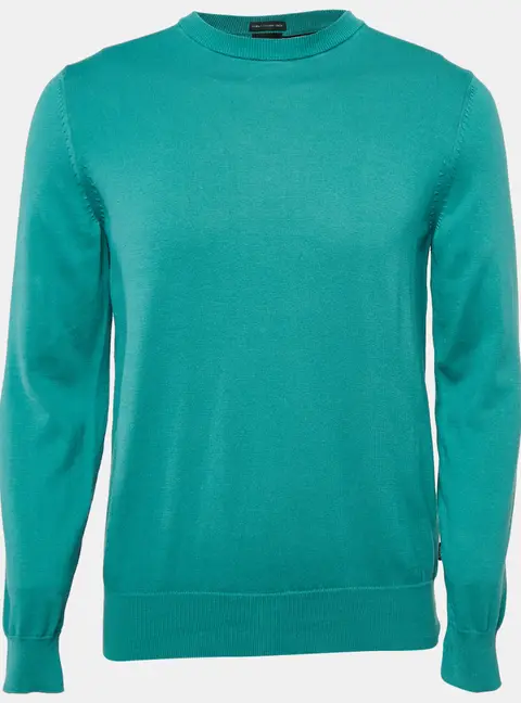 Boss By Hugo Boss Blue Cotton Knit Crew Neck Sweater M