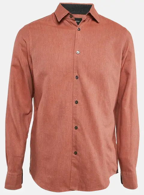 Boss By Hugo Boss Rustic Orange Cotton Tailored Shirt M