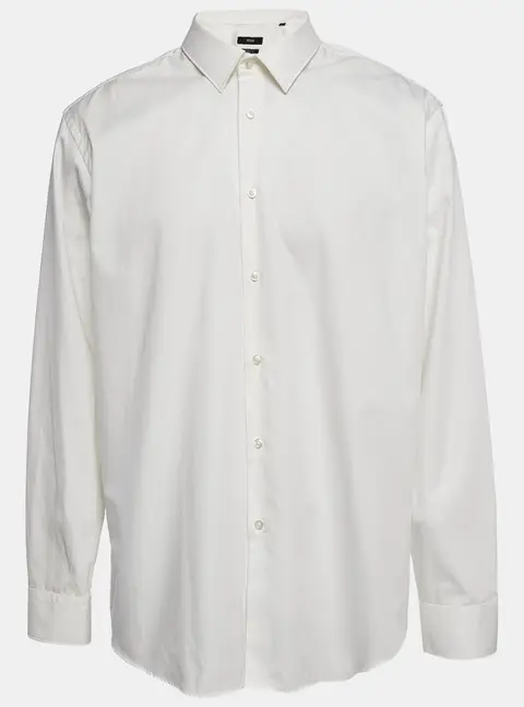 Boss By Hugo Boss Off-White Cotton Button Front Regular Fit Shirt S