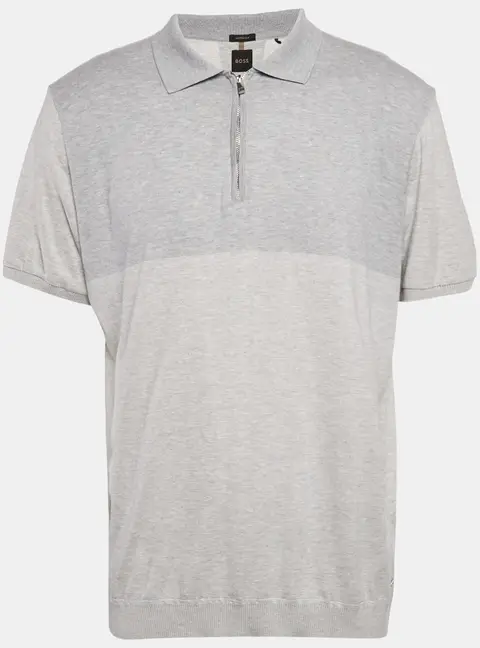 Boss By Hugo Boss Grey Jersey Zip-Up T-Shirt XXL