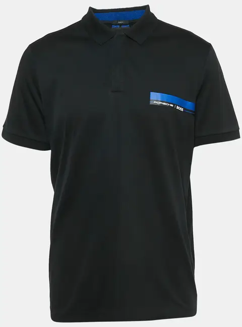 Boss By Hugo Boss Porsche Design Black Cotton Slim Fit Polston Polo T-Shirt XL
