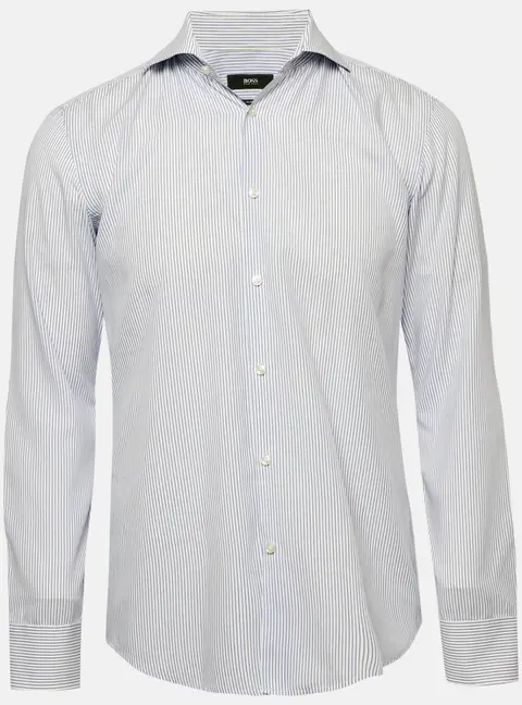 Boss By Hugo Boss Blue Striped Cotton Slim Fit Shirt M