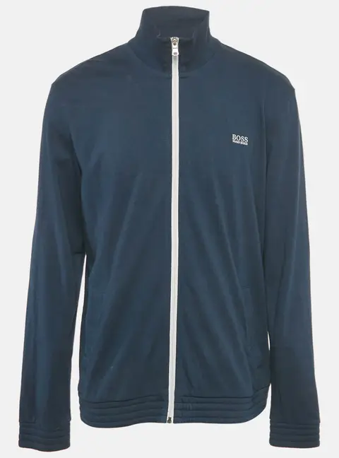 Boss By Hugo Boss Navy Blue Cotton Zip Front Track Jacket XL
