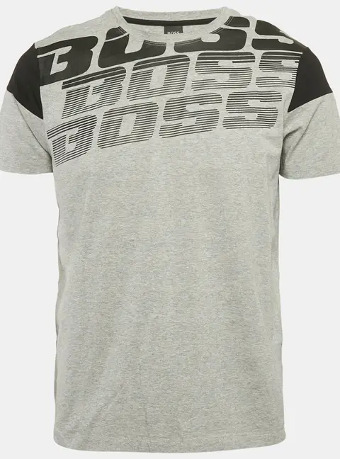 Boss By Hugo Boss Grey Printed Jersey Crewneck T-Shirt L