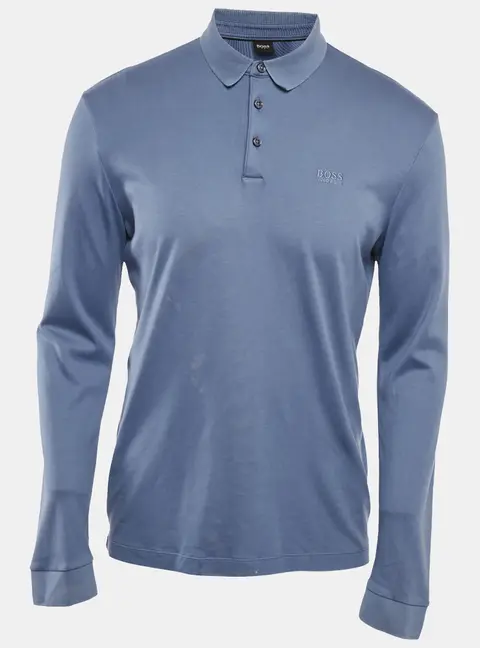 Boss By Hugo Boss Blue Cotton Knit Polo T-Shirt M
