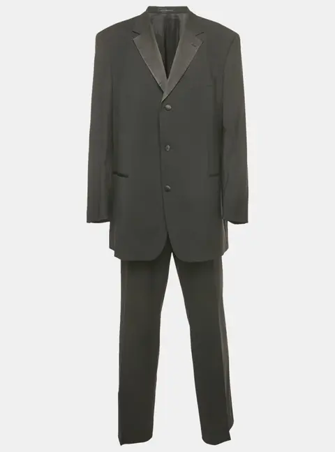 Boss By Hugo Boss Black Virgin Wool Single Breasted Suit 4XL