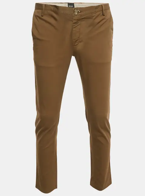Boss By Hugo Boss Khaki Brown Cotton Stretch Fit Chinos S