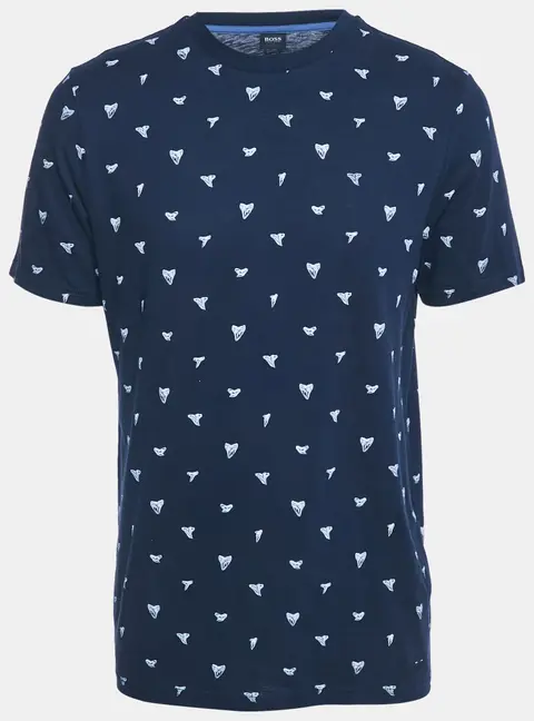Boss By Hugo Boss Navy Blue Printed Cotton Teprint T-Shirt M