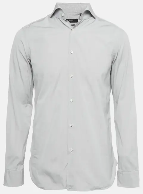 Boss By Hugo Boss Grey Checks Cotton Long Sleeve Shirt M