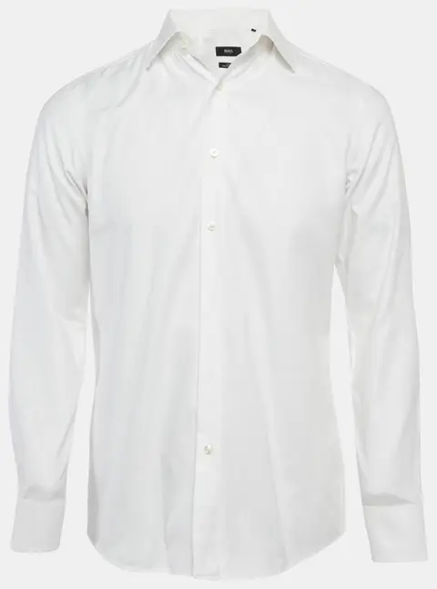 Boss By Hugo Boss White Cotton Slim Fit Shirt S