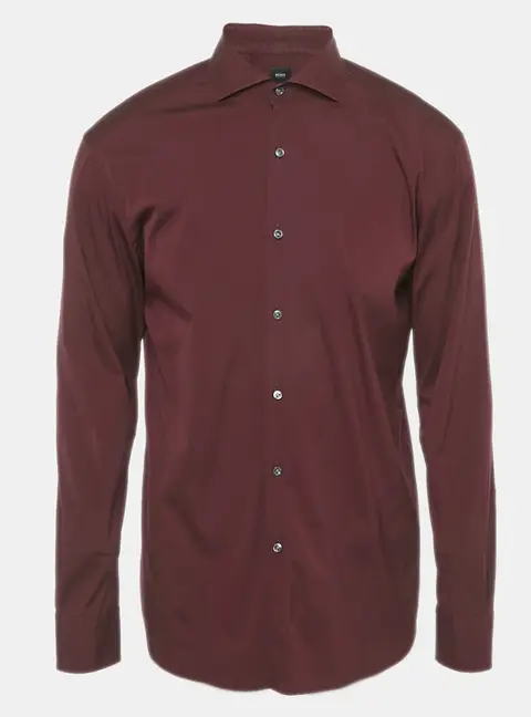 Boss By Hugo Boss Burgundy Cotton Blend Shirt XXL
