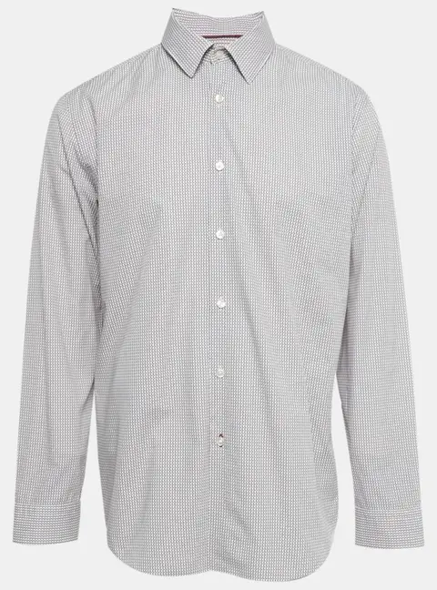 Boss By Hugo Boss Burgundy Printed Cotton Luka Regular Fit Shirt XL