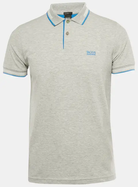 Boss By Hugo Boss Grey Cotton Slim Fit Paul Polo T- Shirt M