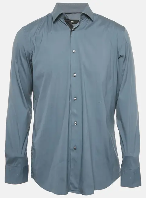 Boss By Hugo Boss Grey Cotton Blend Slim Fit Jonty Shirt L