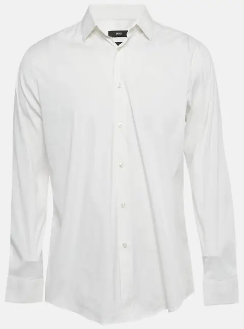 Boss By Hugo Boss White Cotton Blend Slim Fit Isko Shirt L