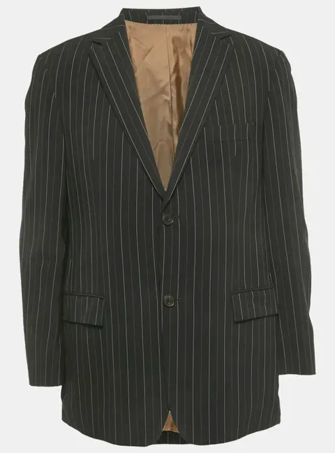 Boss By Hugo Boss Black Striped Wool Single Breasted Blazer L