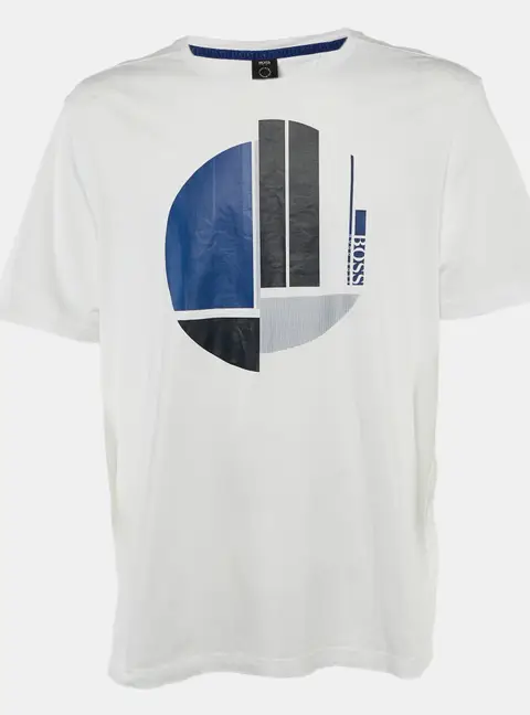 Boss By Hugo Boss White Printed Cotton Tee 1 T-Shirt XXXL