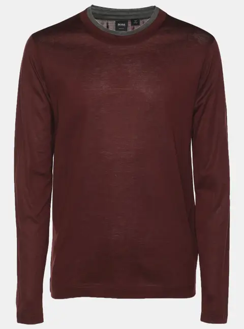 Boss By Hugo Boss Burgundy Knit Slim Fit Sweater S
